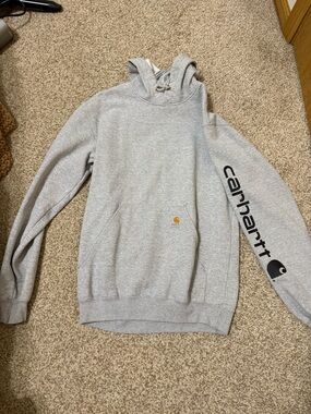 Carhartt Gray Hoodie with Sleeve Logo
